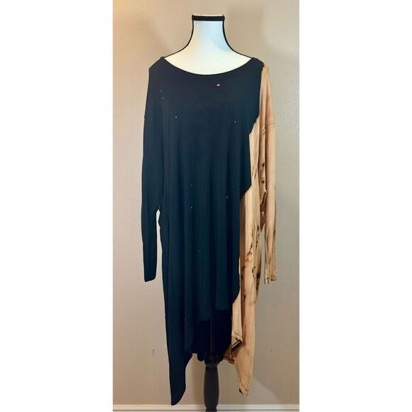 We the Free People Bleached Tie Dye Ying Yang High Low Jersey Knit Dolman Tunic - Picture 1 of 9